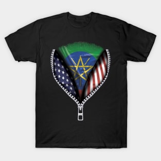 Ethiopian Flag  Ethiopia Flag American Flag Zip Down - Gift for Ethiopian From Ethiopia T-Shirt